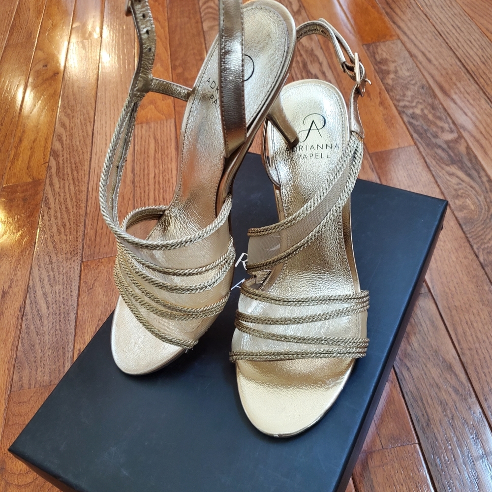 Womens Gold Mess Dressy sandled by Adrianna Papell